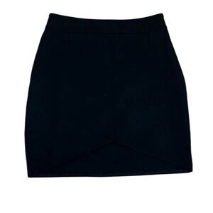 Express Black Mini Skirt, V design, cut up hem, 6